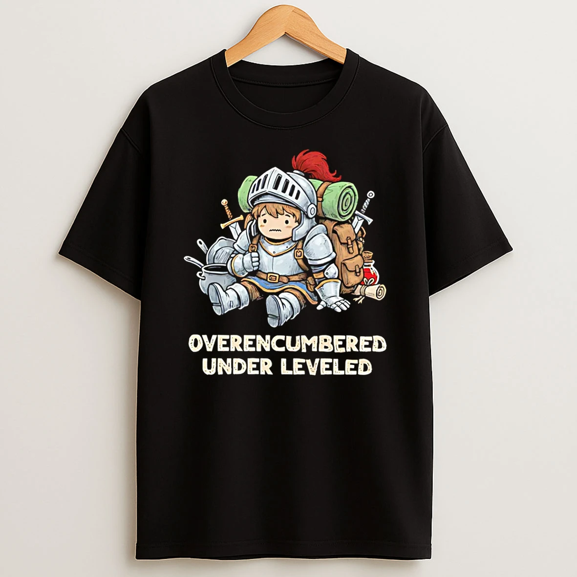 Overencumbered Under Leveled Knight T Shirt