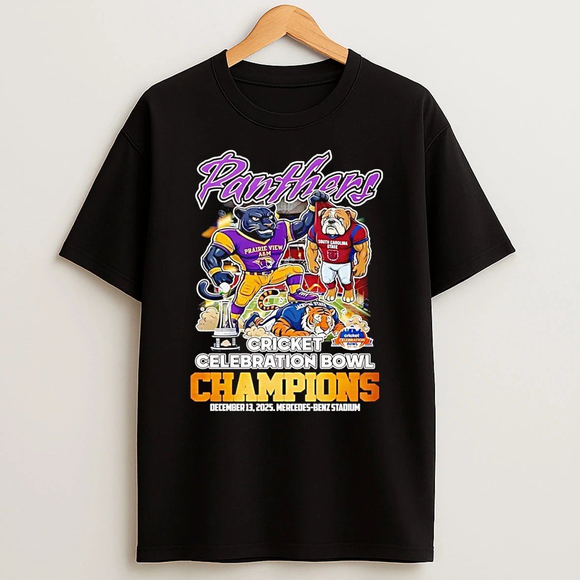 Panthers 2025 Cricket Celebration Bowl Champions Mascot T Shirt
