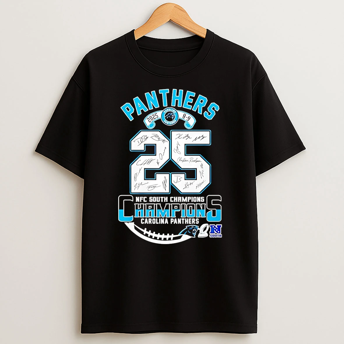 Panthers Nfc South Champs 2025 Signatures T Shirt