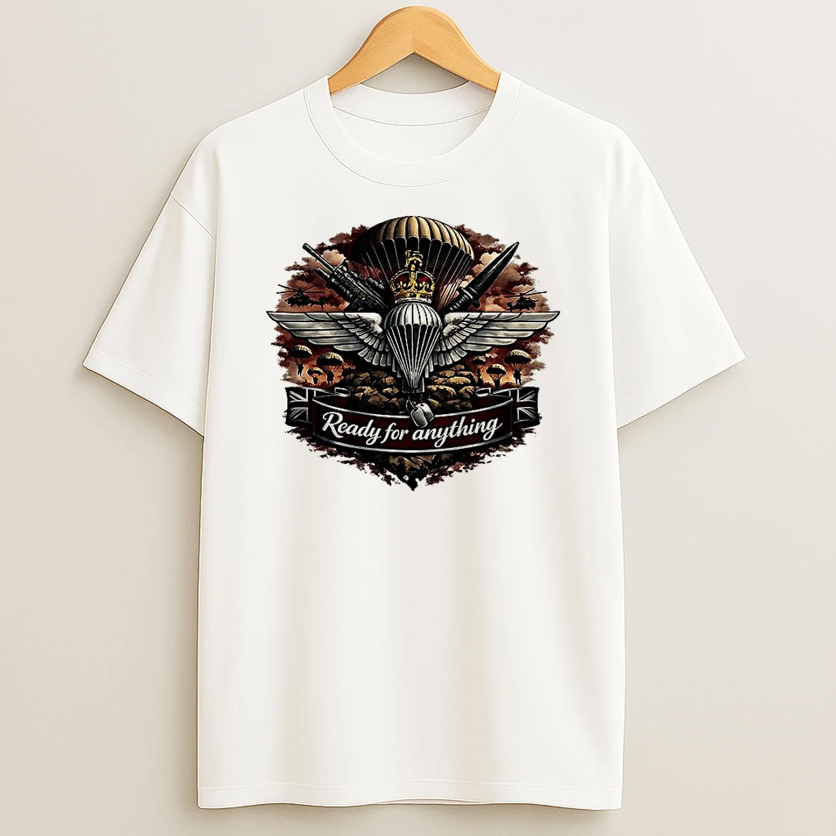 Parachute Regiment Ready For Anything Logo Retro T Shirt