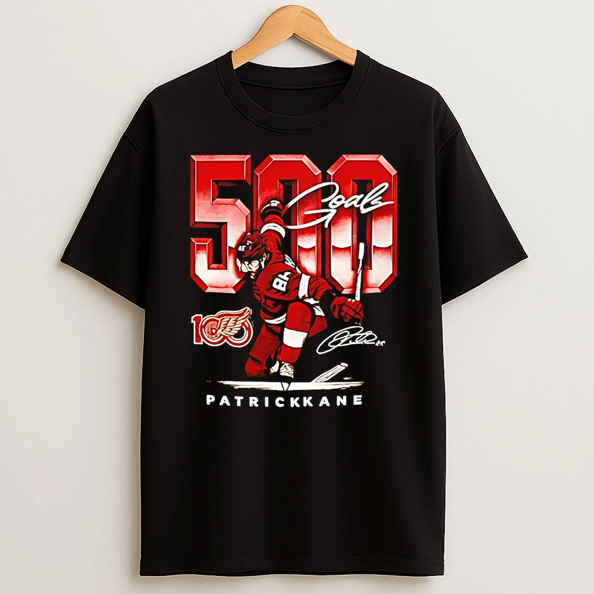 Patrick Kane Detroit Red Wings 500 Career Goals Signature T Shirt