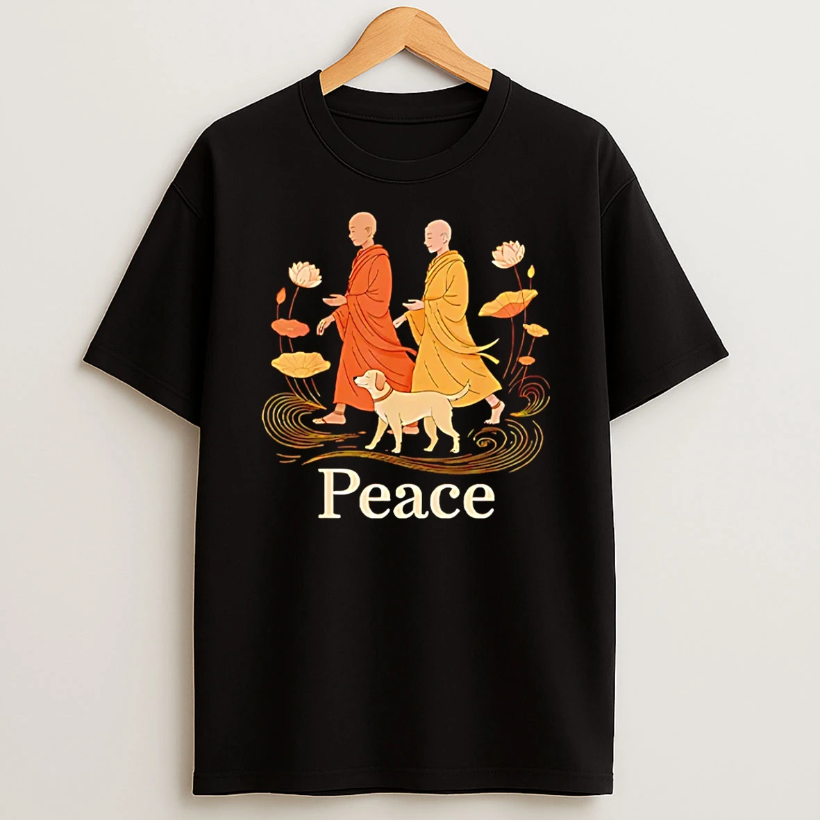 Peace Walking Buddhist Monks T Shirt
