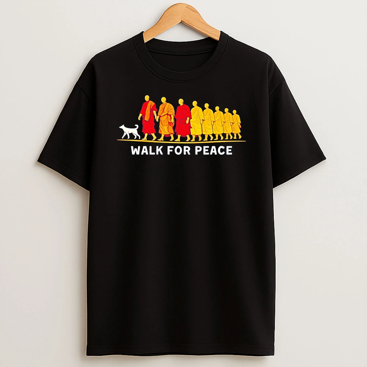 Peace Walking Monks And Dog Walk For Peace T Shirt