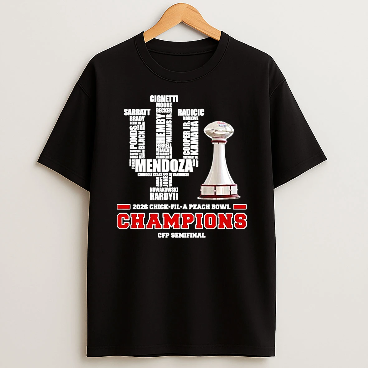 Peach Bowl Champions 2026 Indiana Football Trophy T Shirt