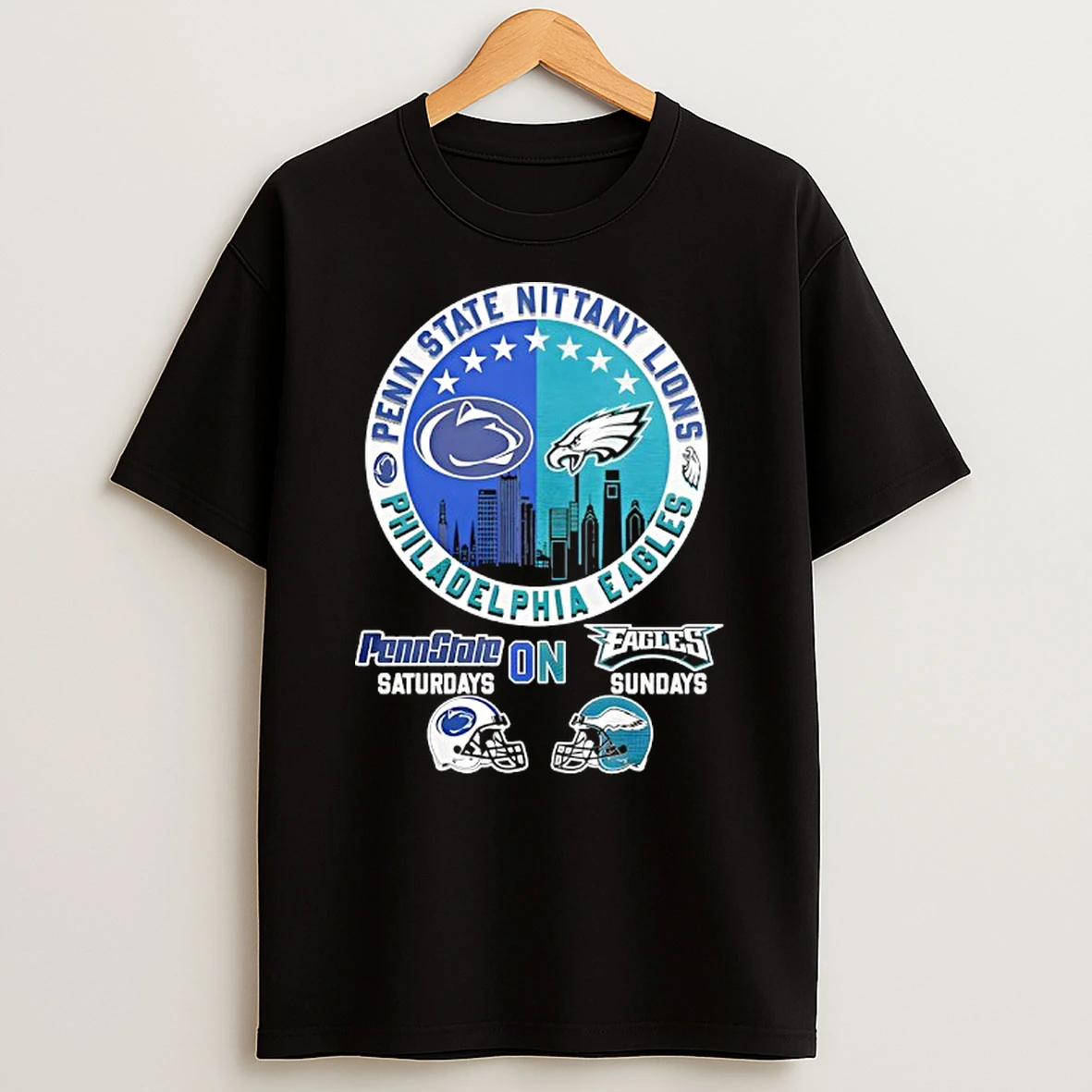 Penn State Nittany Lions On Saturdays And Philadelphia Eagles On Sundays Helmet Logo Mashup T Shirt