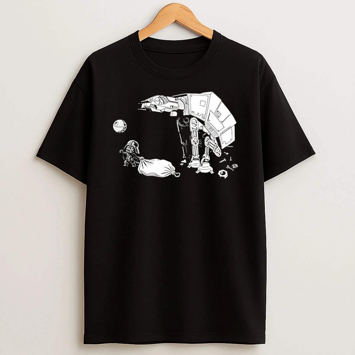 Picking Up Feces With A Huge Poop Bag Empire Robot Dog T Shirt