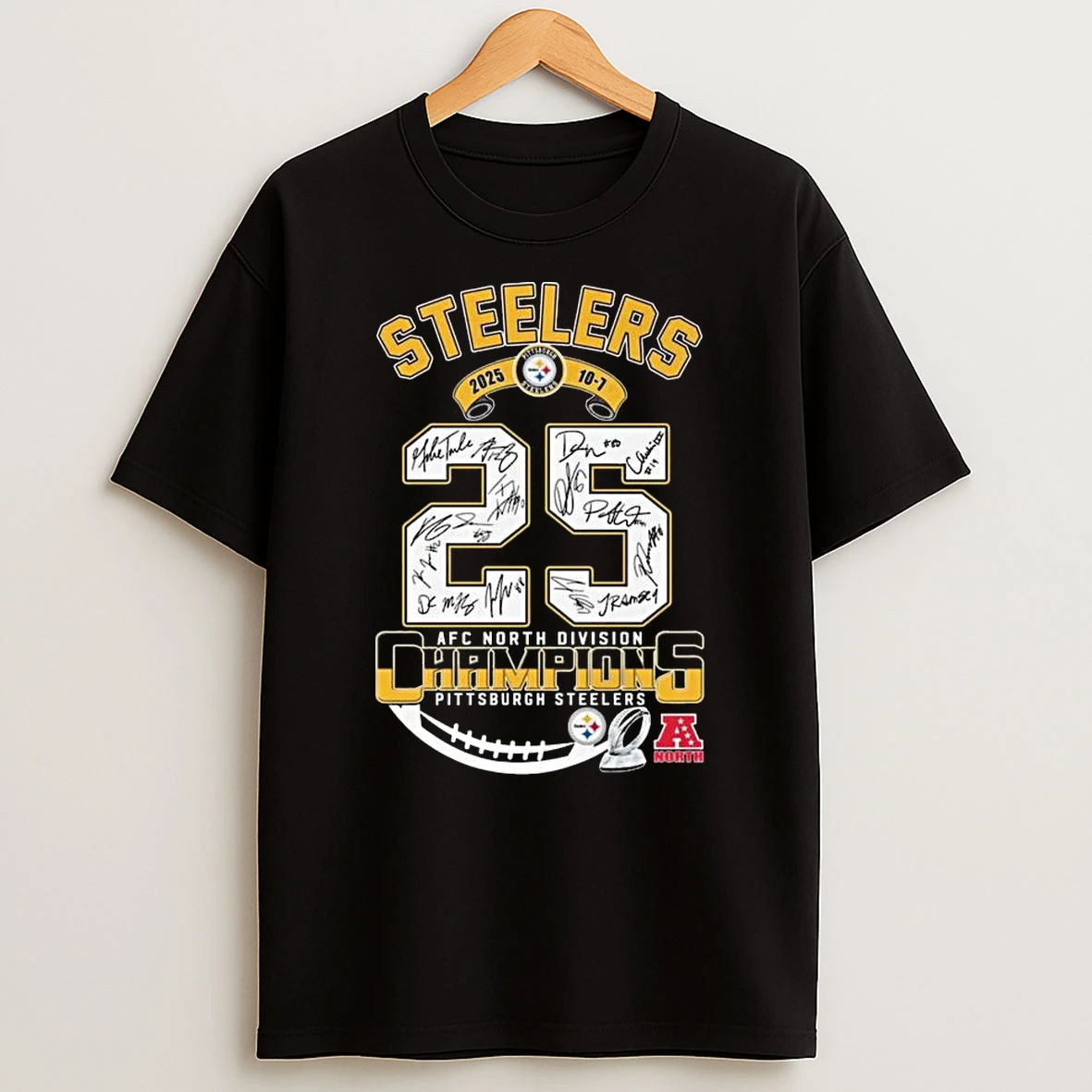 Pittsburgh Steelers 2025 10 7 Afc North Division Champions Signatures T Shirt