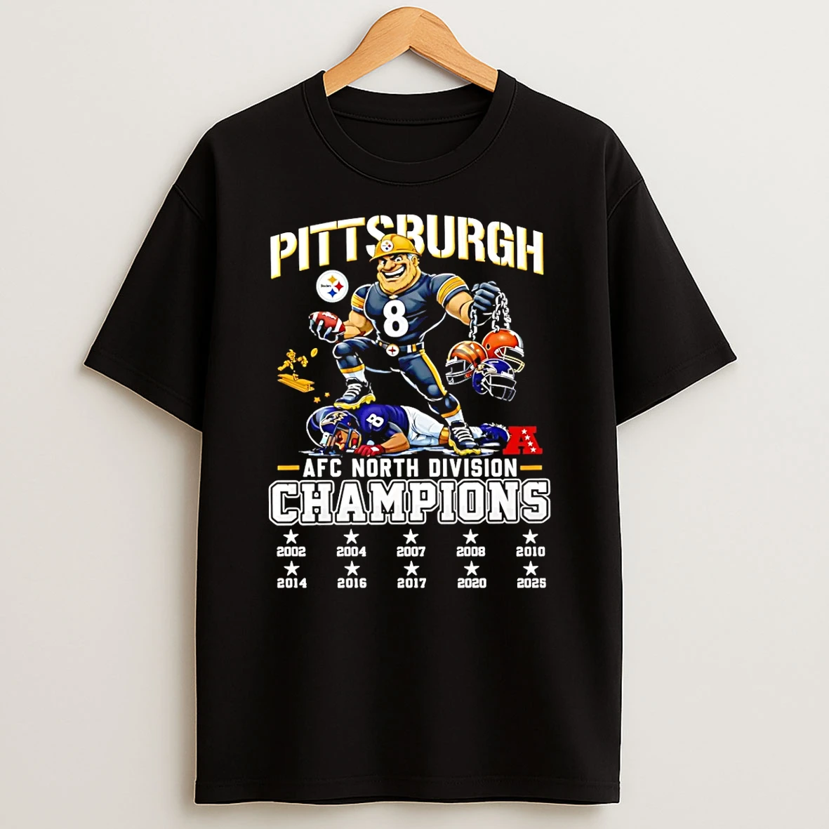 Pittsburgh Steelers 2025 Afc North Champions 10 Time Mascot T Shirt