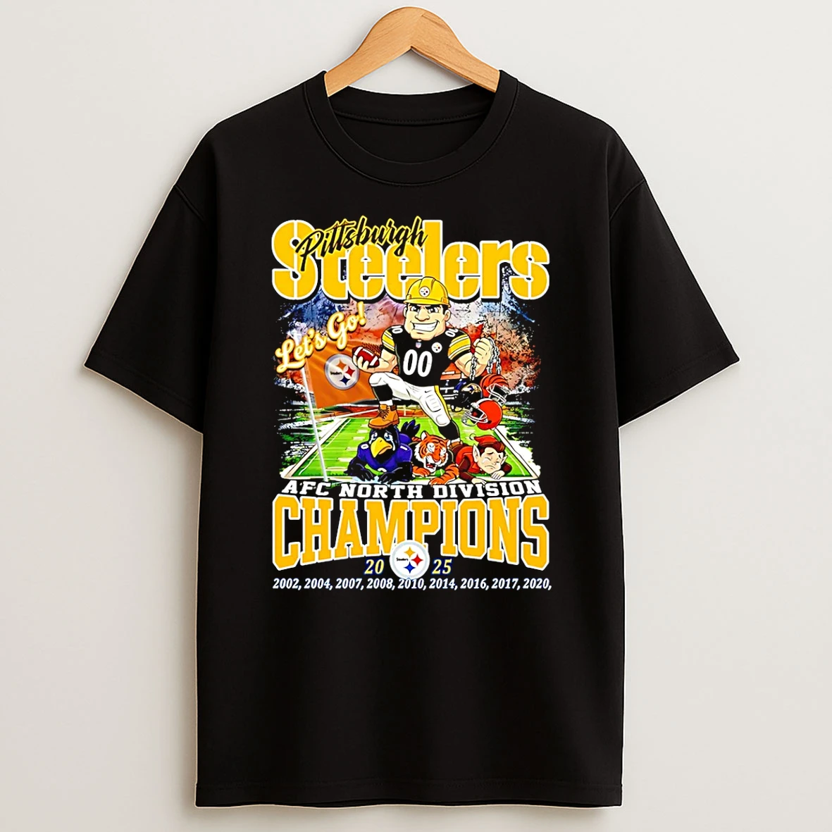 Pittsburgh Steelers 2025 Afc North Champions Mascot T Shirt