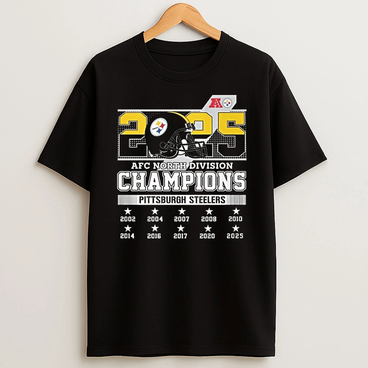 Pittsburgh Steelers 2025 Helmet Logo Afc North Division Champions 2002 2025 T Shirt