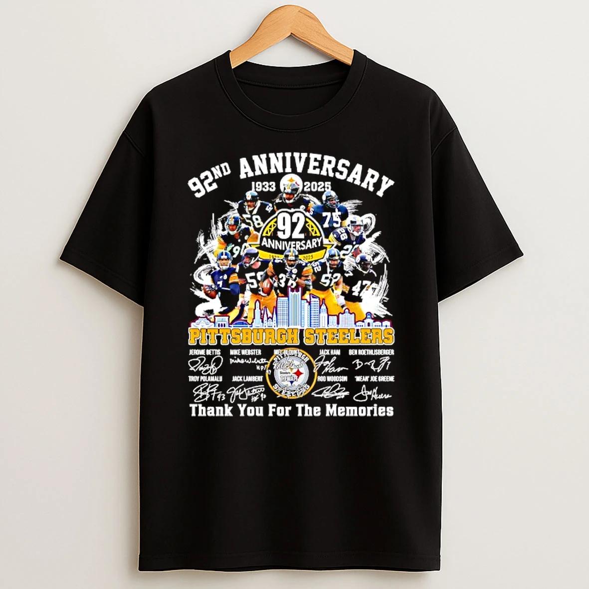 Pittsburgh Steelers 92nd Anniversary 1933 2025 Thank You For The Memories Signatures T Shirt