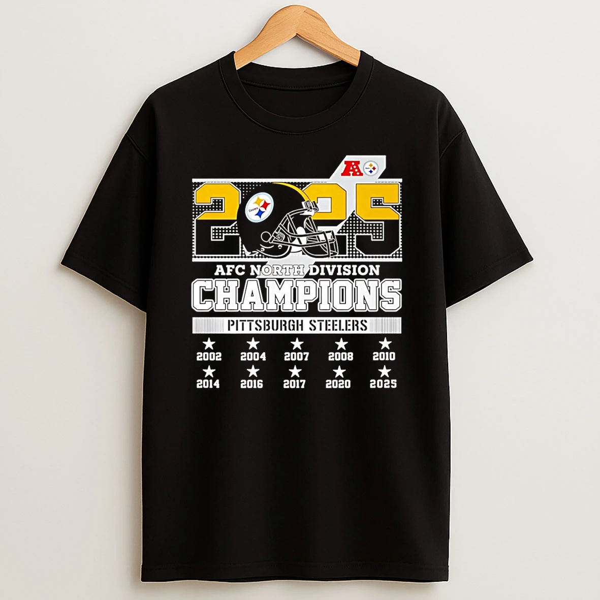 Pittsburgh Steelers Afc North Champions 2025 10 Time Helmet T Shirt