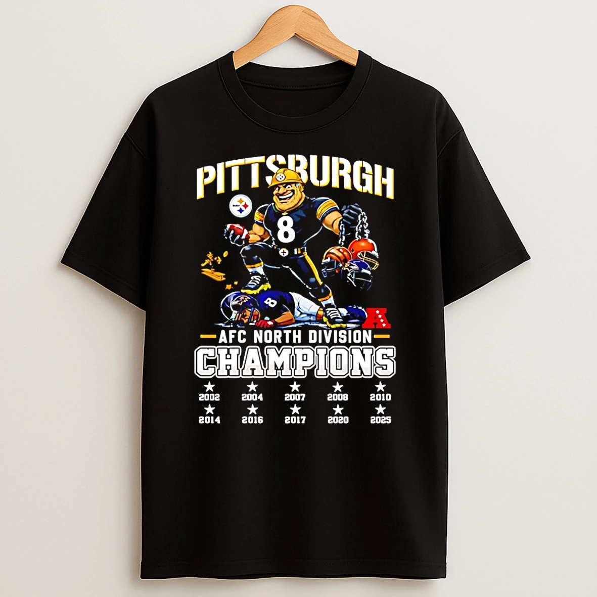 Pittsburgh Steelers Afc North Champions 2025 10 Time Mascot T Shirt