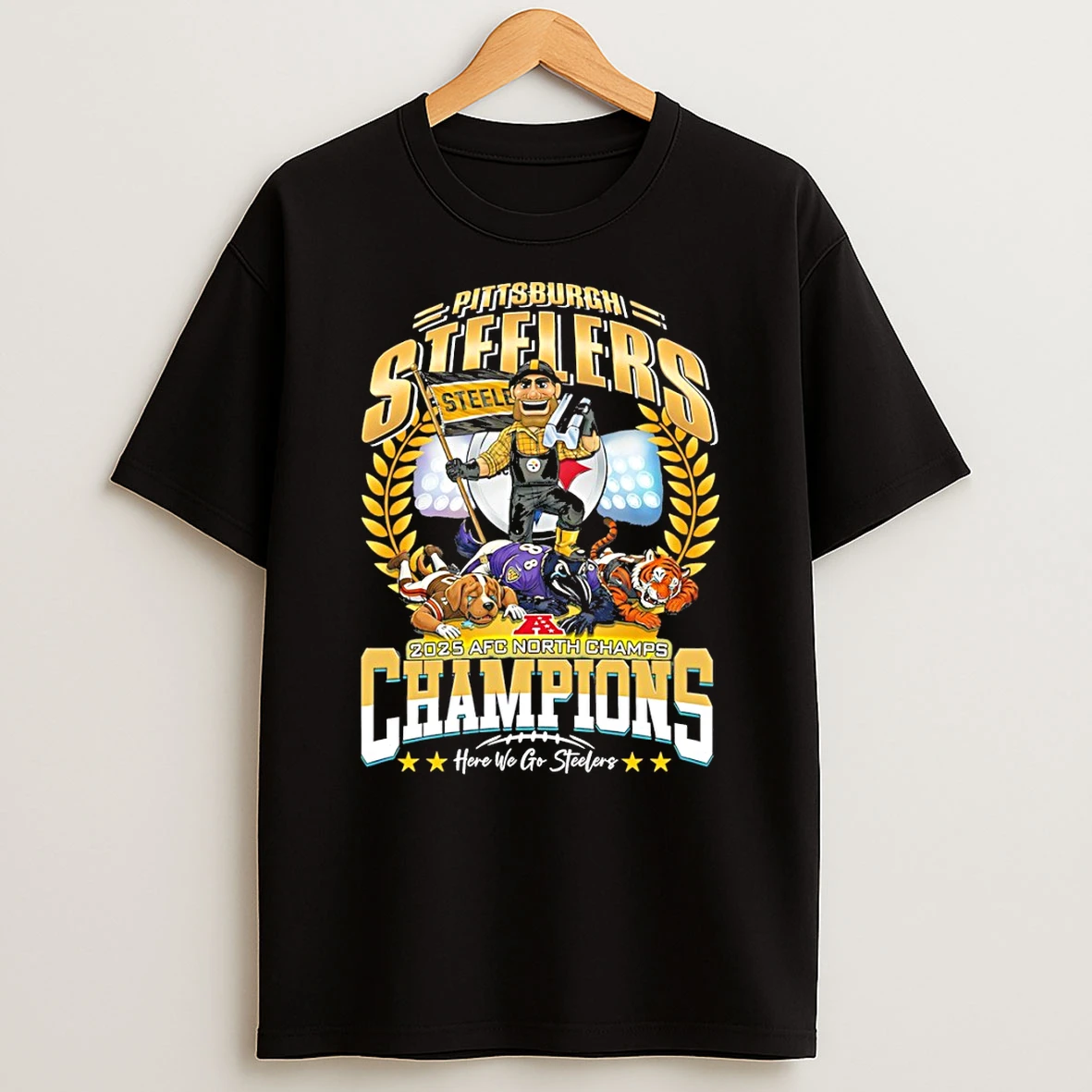 Pittsburgh Steelers Afc North Champs 2025 Champions Here We Go Steelers T Shirt