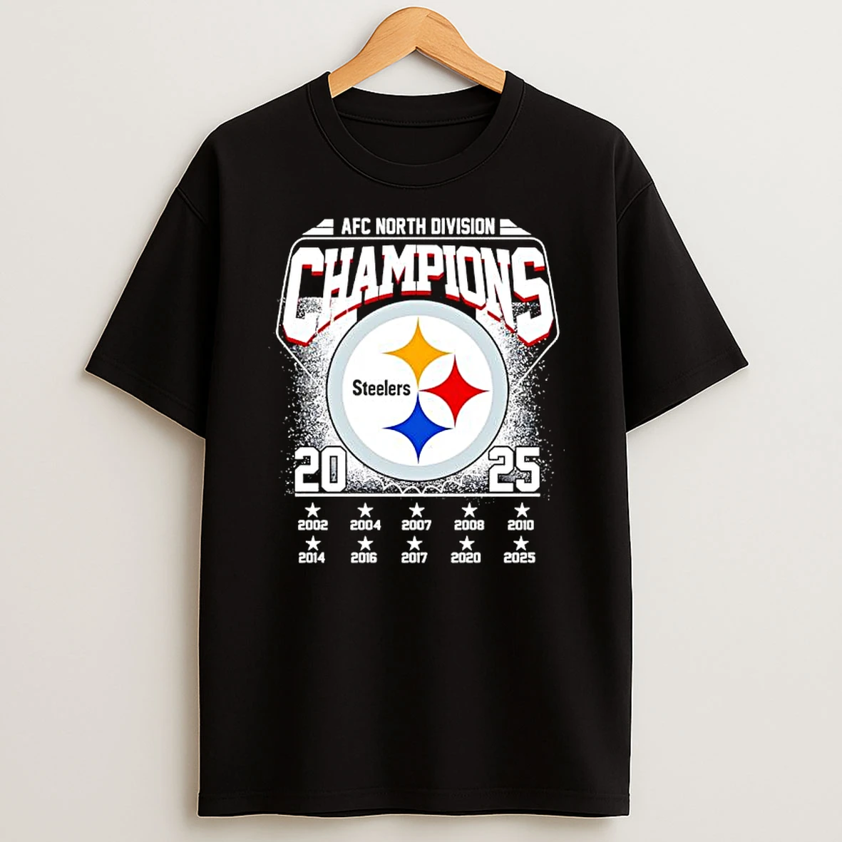 Pittsburgh Steelers Afc North Division Champions Over Years Logo T Shirt