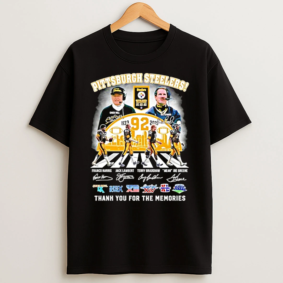 Pittsburgh Steelers Abbey Road 92 Years 1933 2025 Thank You For The Memories Signature T Shirt