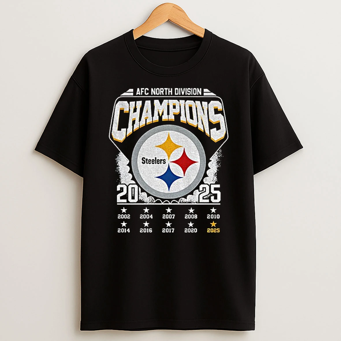 Pittsburgh Steelers Football Afc North Division Champions 2002 2025 Vintage Logo T Shirt