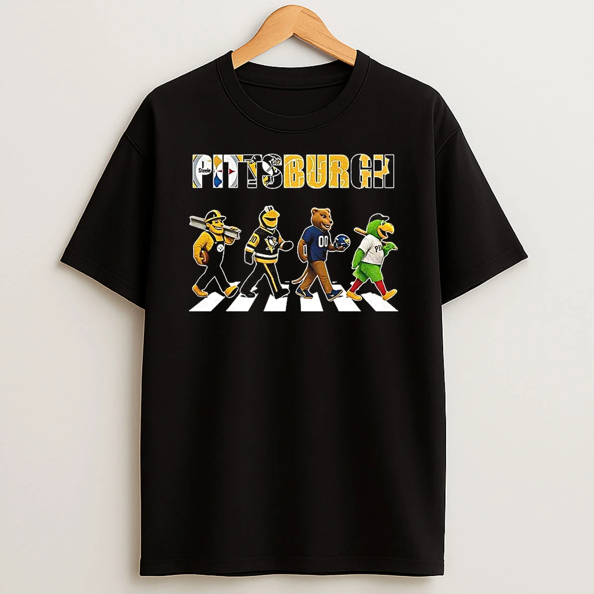 Pittsburgh Sports Teams Mascot Pittsburgh Penguins Panthers Pirates Cross The Road Shirtpittsburgh Sports Teams Mascot Pittsburgh Penguins Panthers Pirates Cross The Road T Shirt