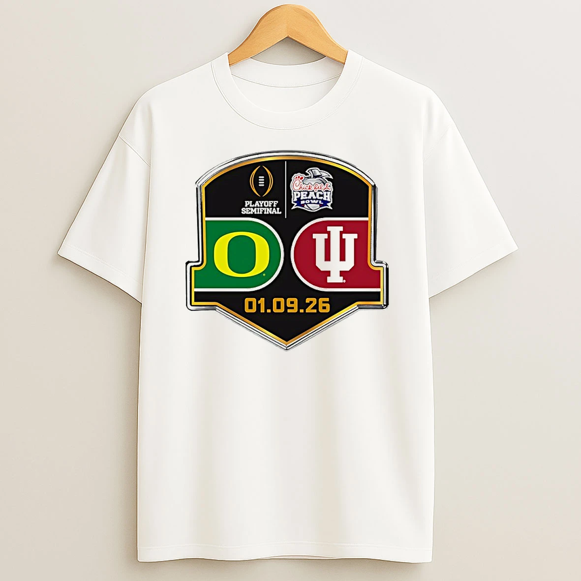 Playoff Semifinal 2026 Chick Fil A Peach Bowl Oregon Ducks Vs Indiana Hoosiers Circle T Shirt