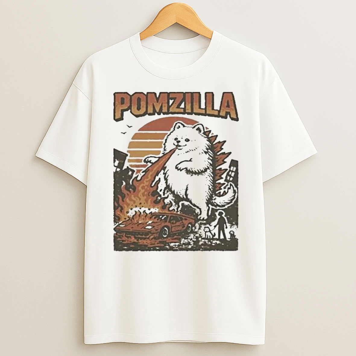 Pomeranian Godzilla T Shirt