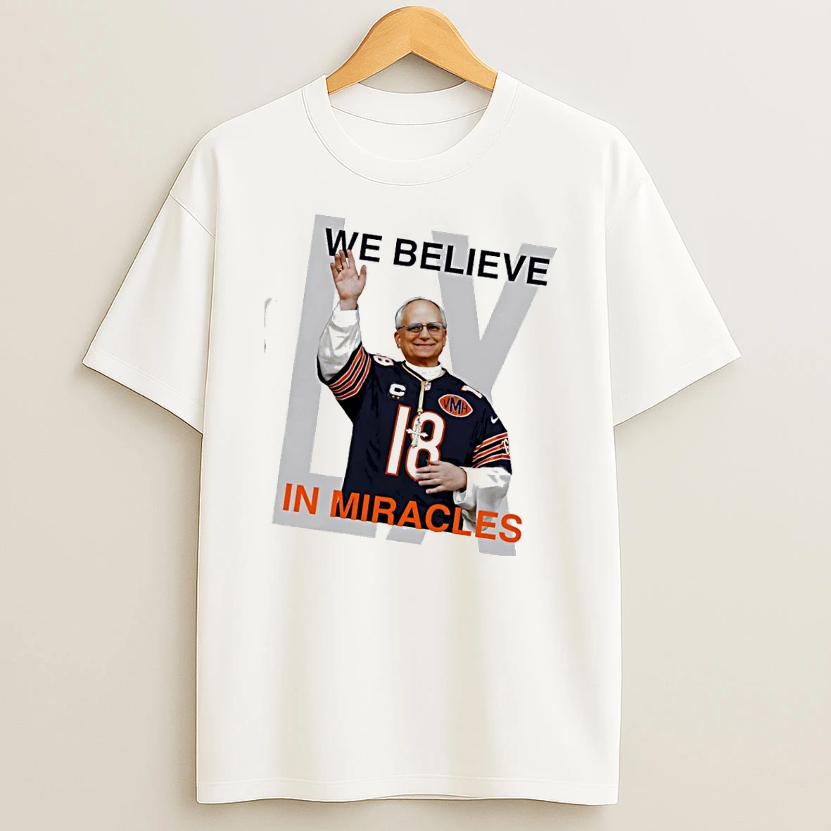Pope Leo We Believe In Miracles Nfl Playoffs Lx Chicago Bears T Shirt