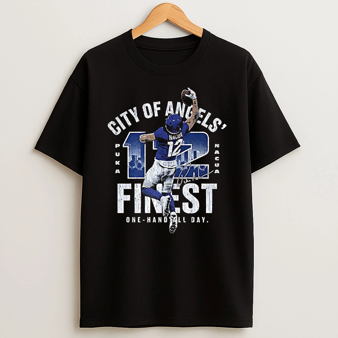 Puka Nacua Los Angeles Rams Nfl One Handed Grab All Day Number 12 Signature T Shirt