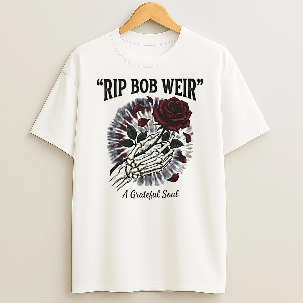 Rip Bob Weir A Grateful Soul Grateful Dead Skull Rose T Shirt
