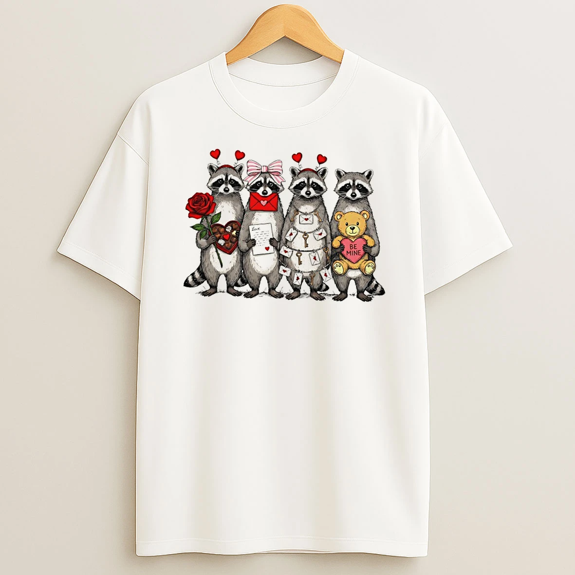Raccoon Funny Coquette Love Valentines Day T Shirt