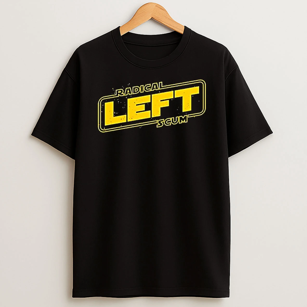 Radical Left Scum Star Wars Logo Style Yellow Border Political Sarcastic Statement Meme T Shirt
