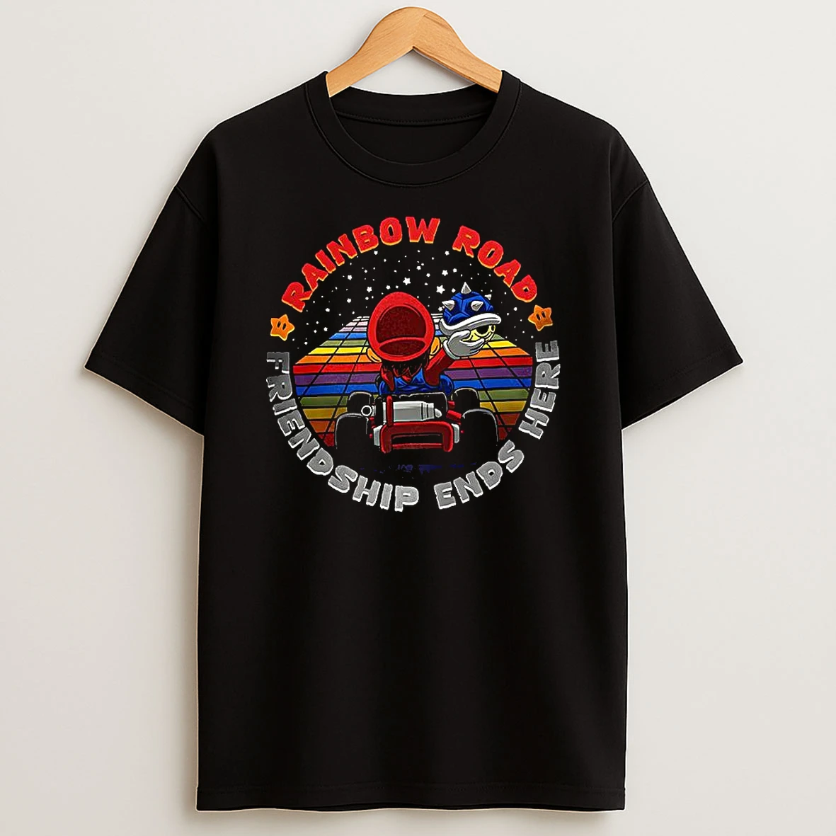 Rainbow Road Friendship Ends Here Classic Video Game T Shirt