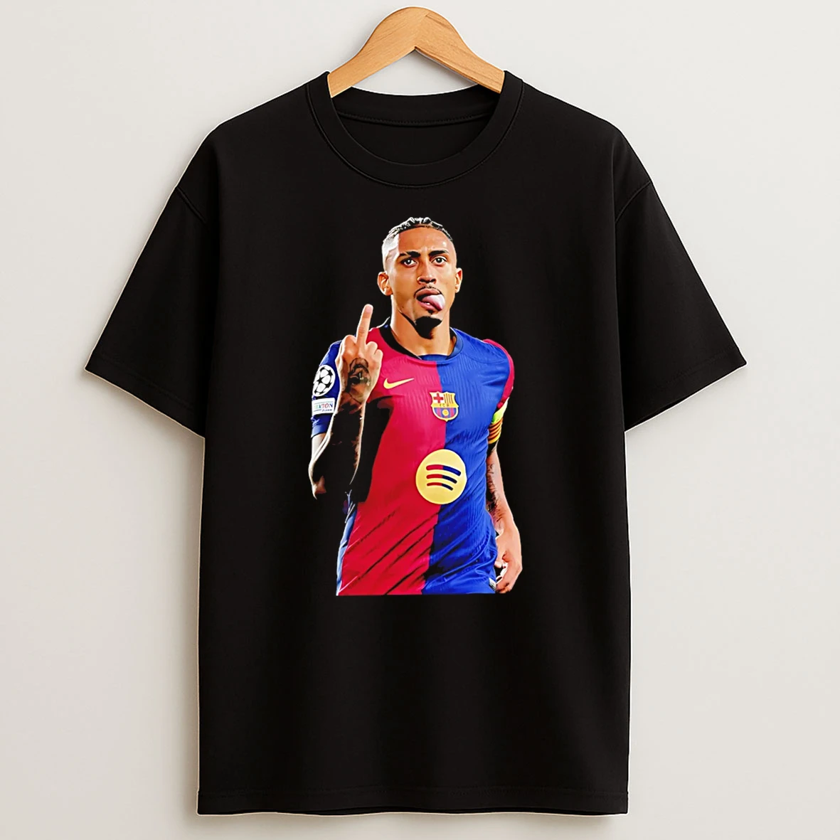 Raphinha Middle Finger Barcelona Brasil Graphic T Shirt