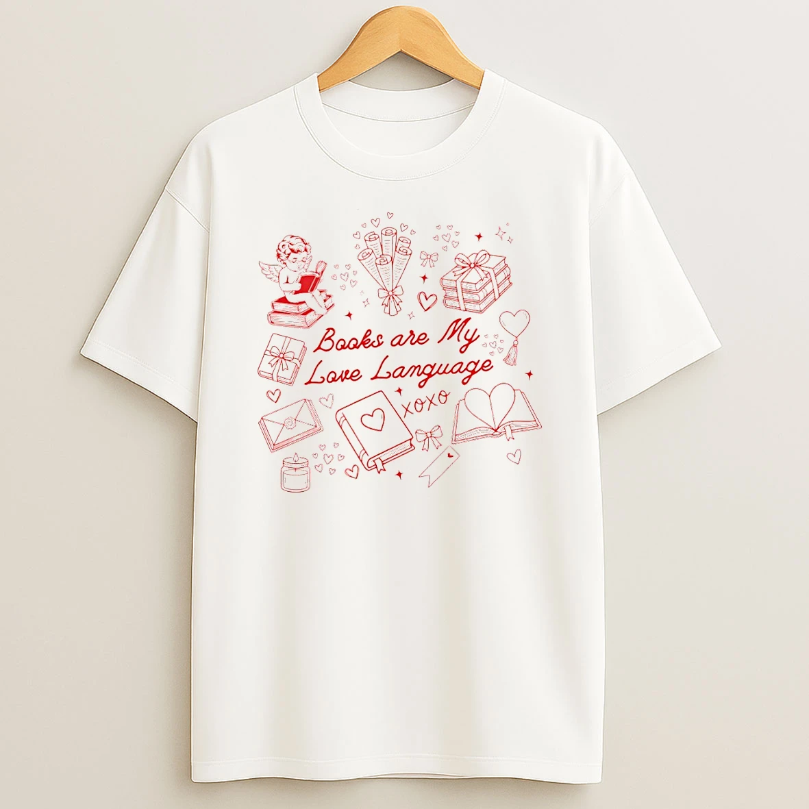 Reader Bookish Books Are My Love Language Xoxo Valentines Day T Shirt