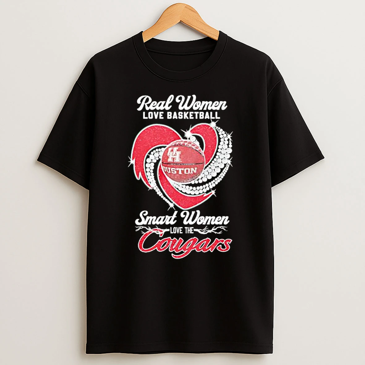 Real Women Love Basketball Smart Women Love The Houston Cougars T Shirt