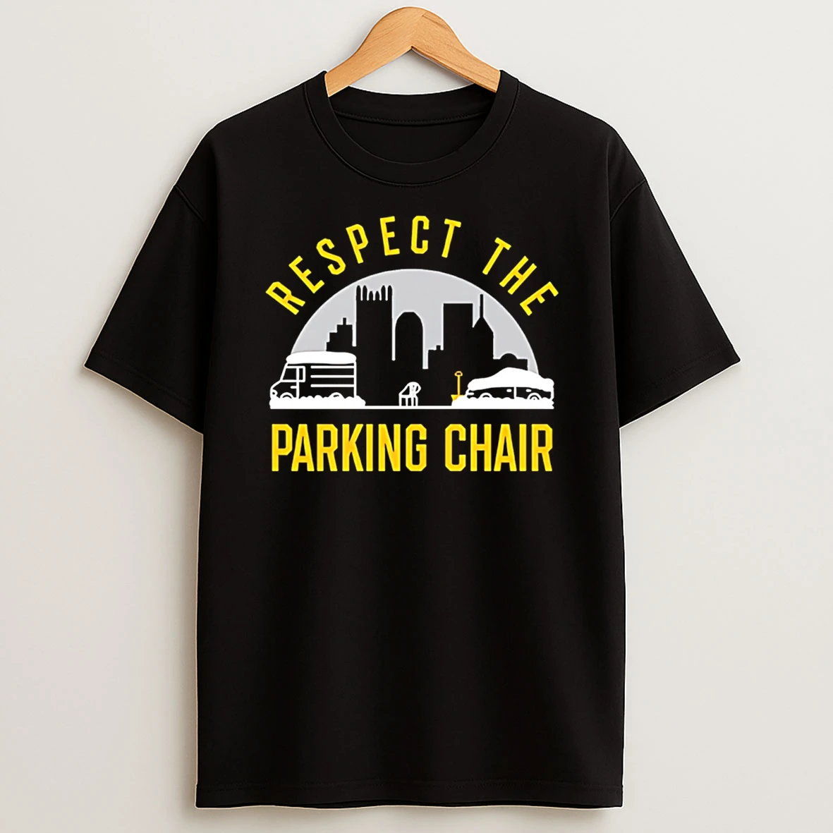 Respect The Parking Chair City Skyline T Shirt