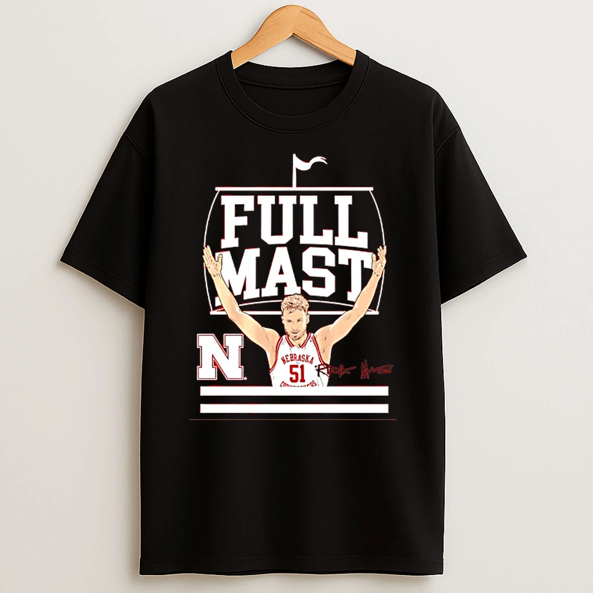 Rienk Mast Nebraska Cornhuskers Basketball Full Mast Signature T Shirt