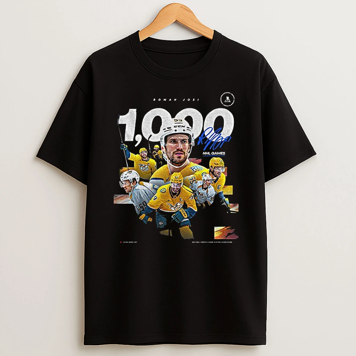 Roman Josi 1000 Games Nashville Predators Hockey Nhl Games Graphic Signature T Shirt