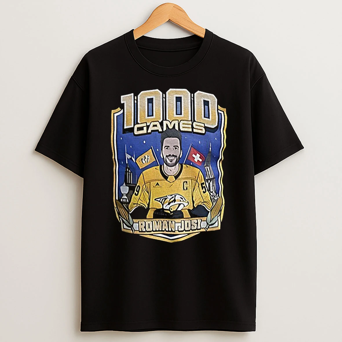Roman Josi Nashville Predators Hockey Nhl 1000 Games Cartoon T Shirt