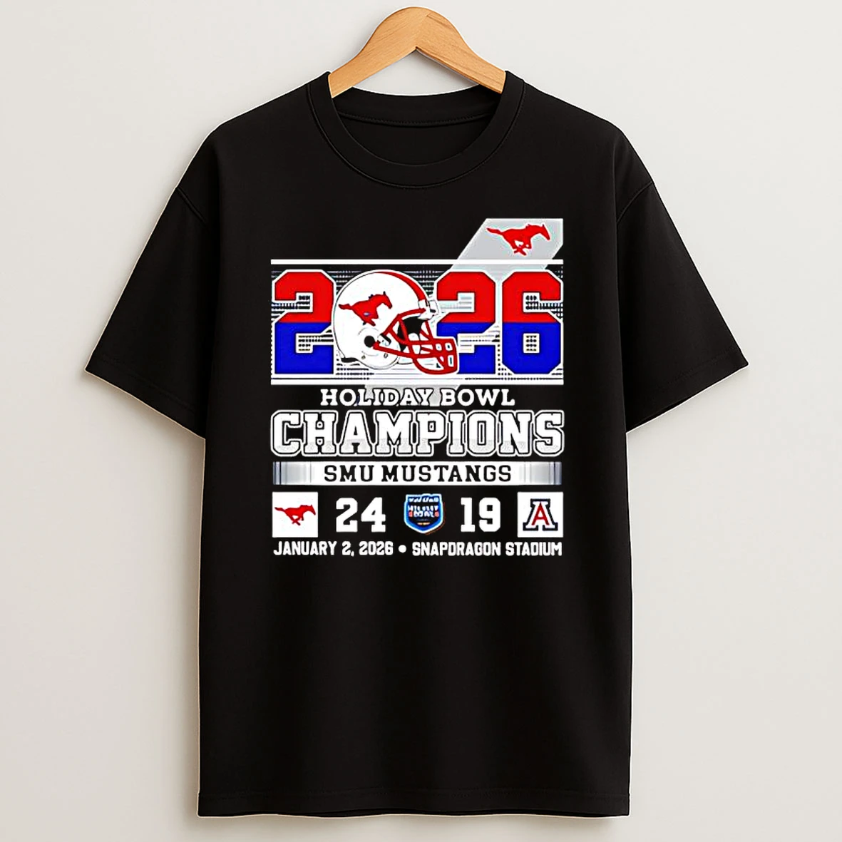 Smu Mustangs Beat Arizona Wildcats 2026 Holiday Bowl Champions T Shirt