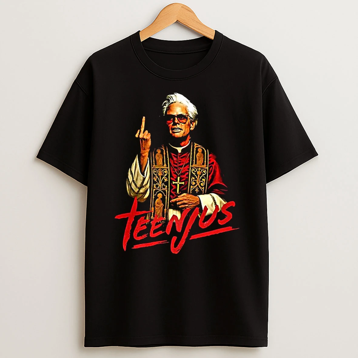 Saint Billy Baby Teenjus Middle Finger Caricature T Shirt