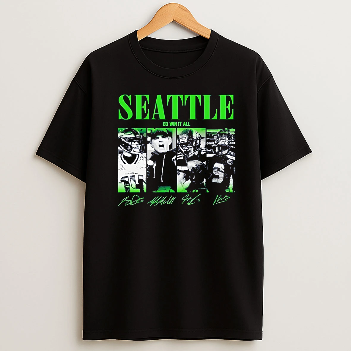 Sam Darnold Jsn Mike Macdonald Kenneth Seattle Go Win It All Game Day Signatures Vintage T Shirt