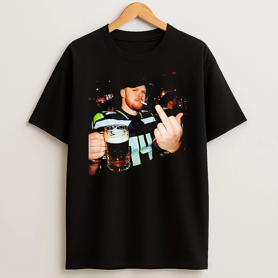 Sam Darnold Seattle Seahawks Champions Smoking Middle Finger And Beer T Shirt