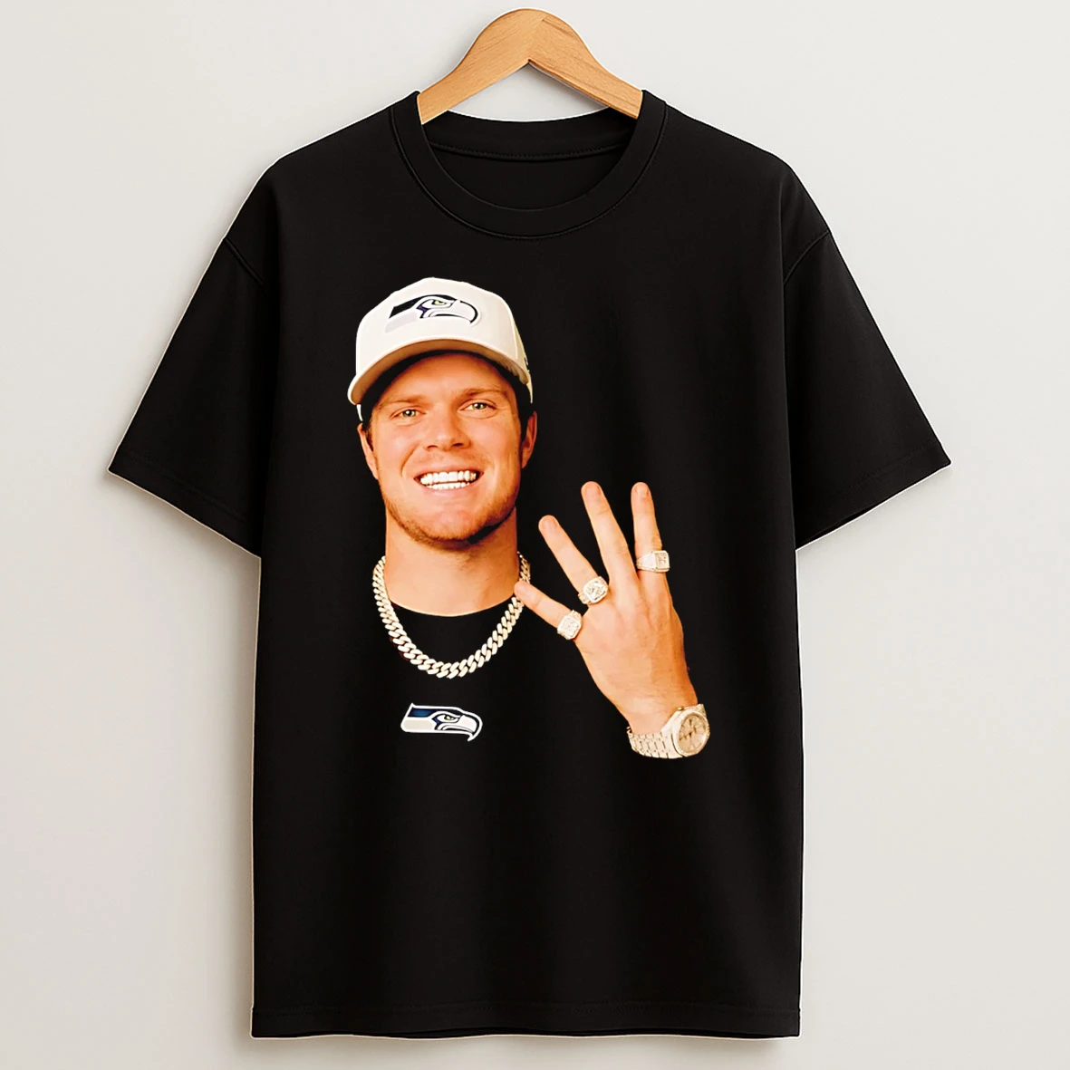 Sam Darnold Seattle Seahawks Nfc Champions Hand Rings T Shirt