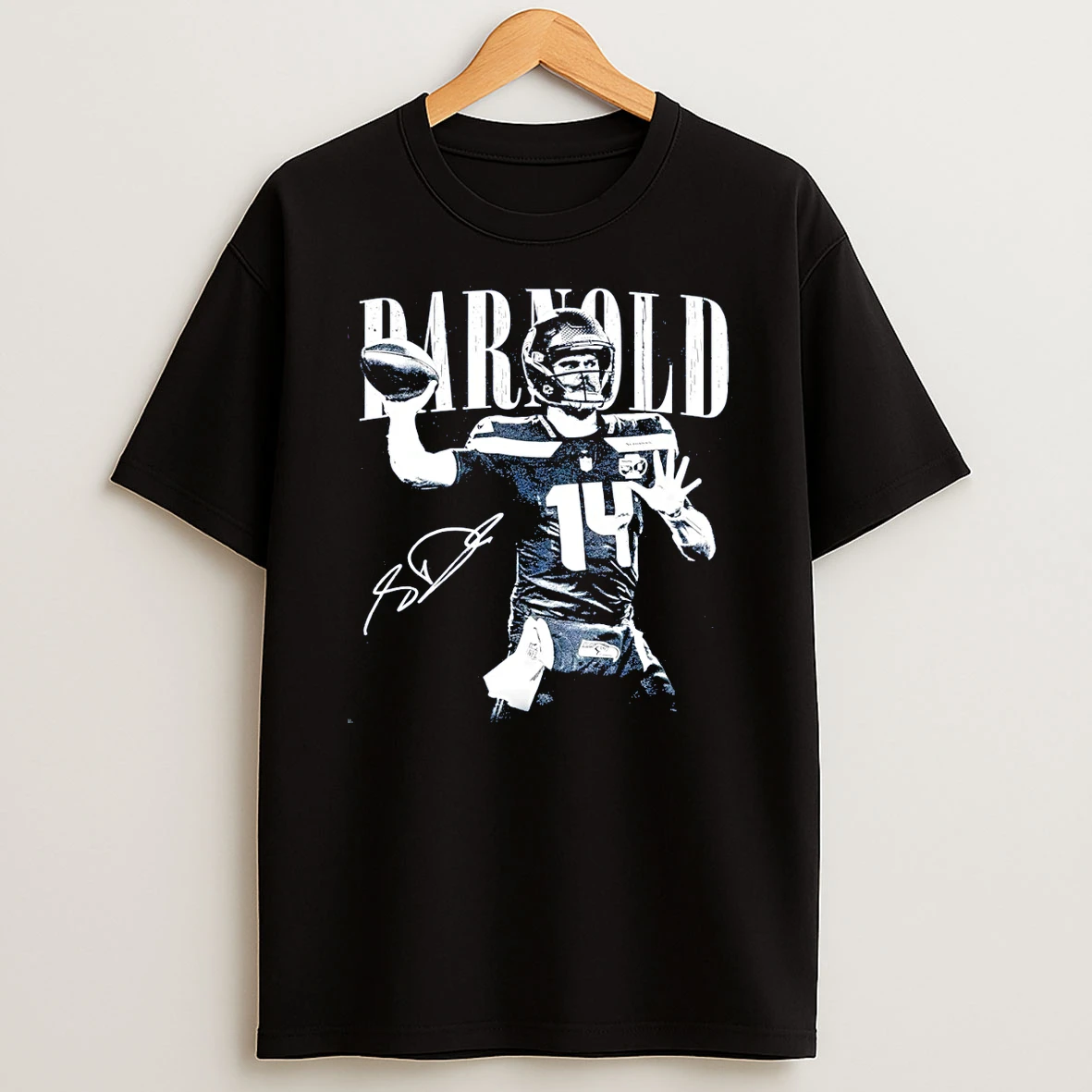 Sam Darnold Pose Seattle Seahawks Football 2026 Lx Super Bowl Champions Signature T Shirt