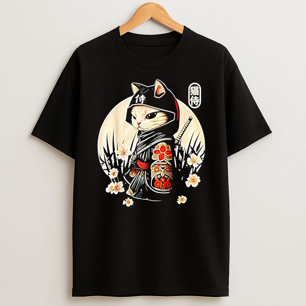 Samurai Cat Graphic T Shirt