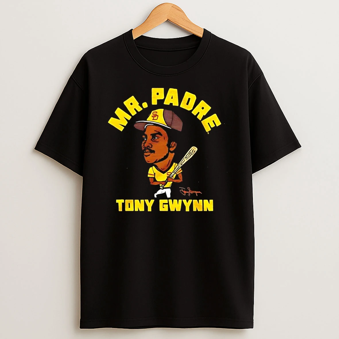 San Diego Padres Mr Padre Tony Gwynn Caricature Signature T Shirt