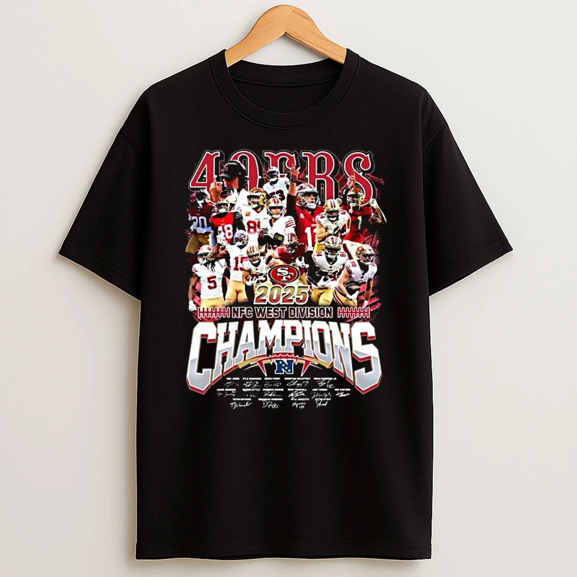 San Francisco 49ers 2025 Nfc West Division Champions All Players Signatures T Shirt