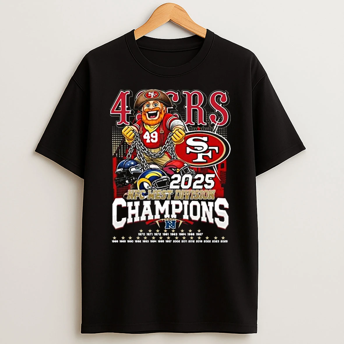 San Francisco 49ers Mascot 2025 Nfc West Division Champions 1970 2025 T Shirt