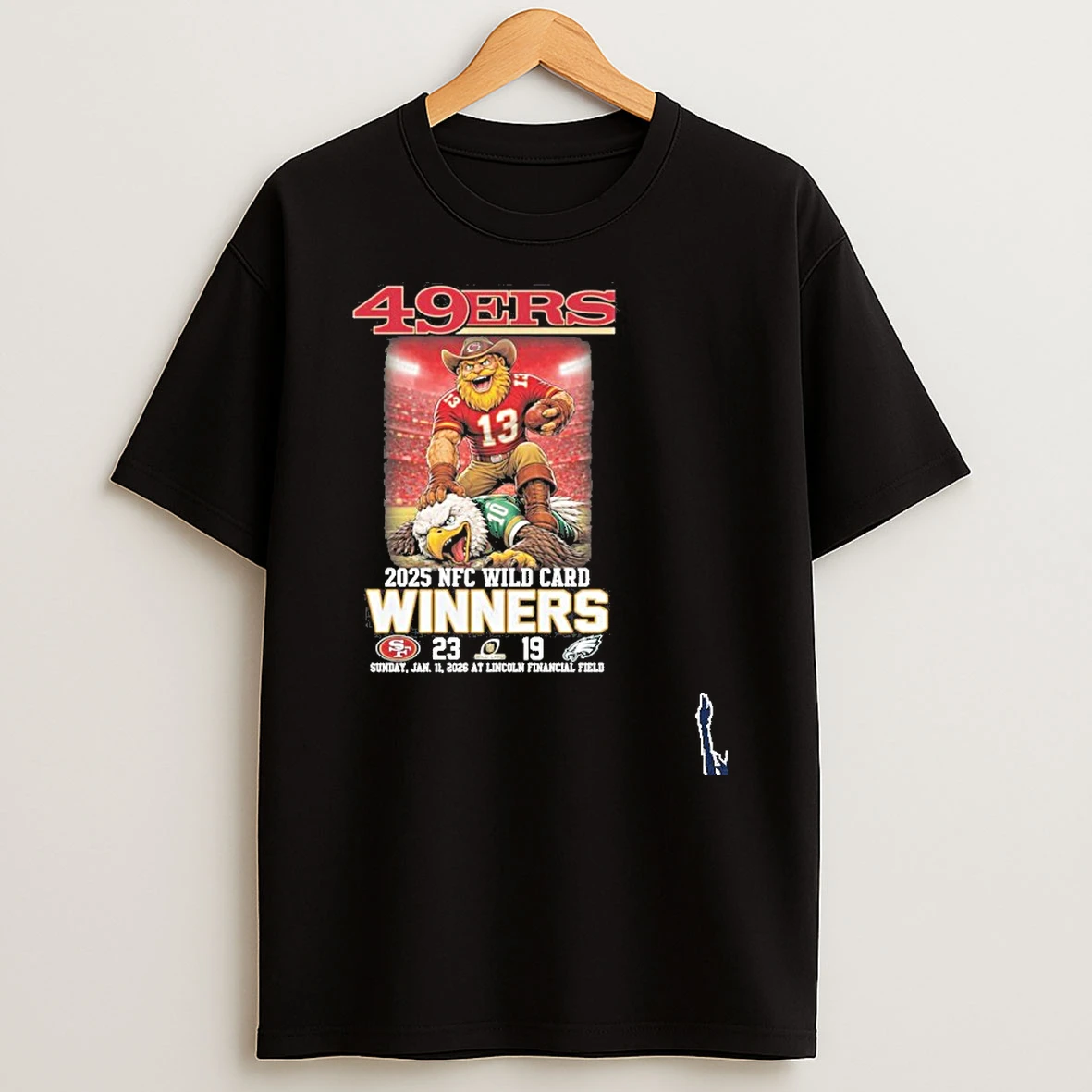 San Francisco 49s Mascot Beat Eagles 2026 Nfc Wild Card Winners Score T Shirt
