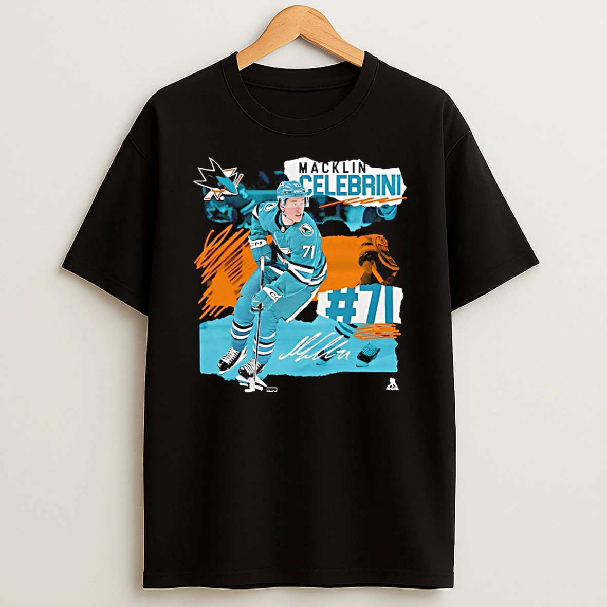 San Jose Sharks Macklin Celebrini Fresh Ice Signature T Shirt