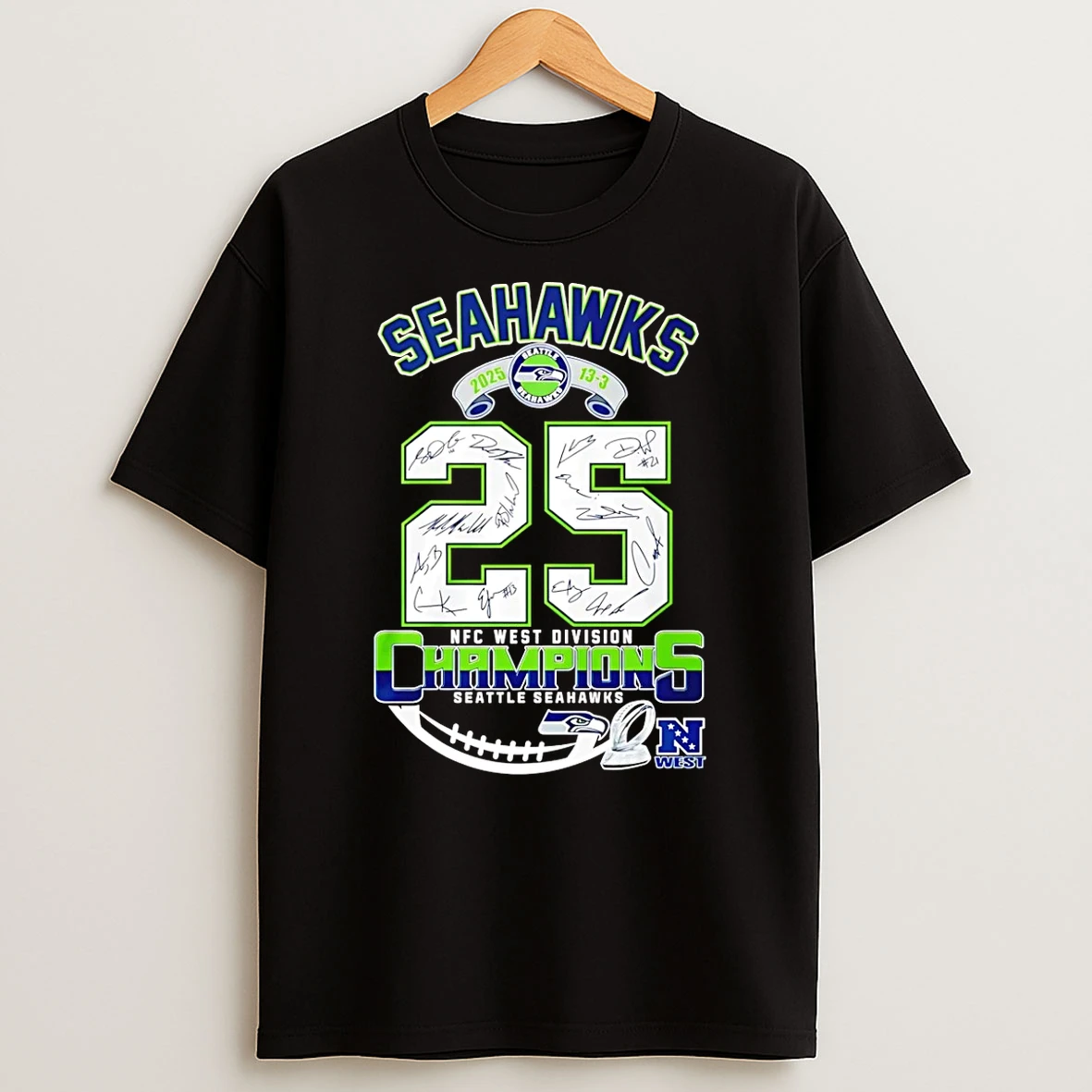 Seahawks Nfc West Champs 2025 Signatures T Shirt